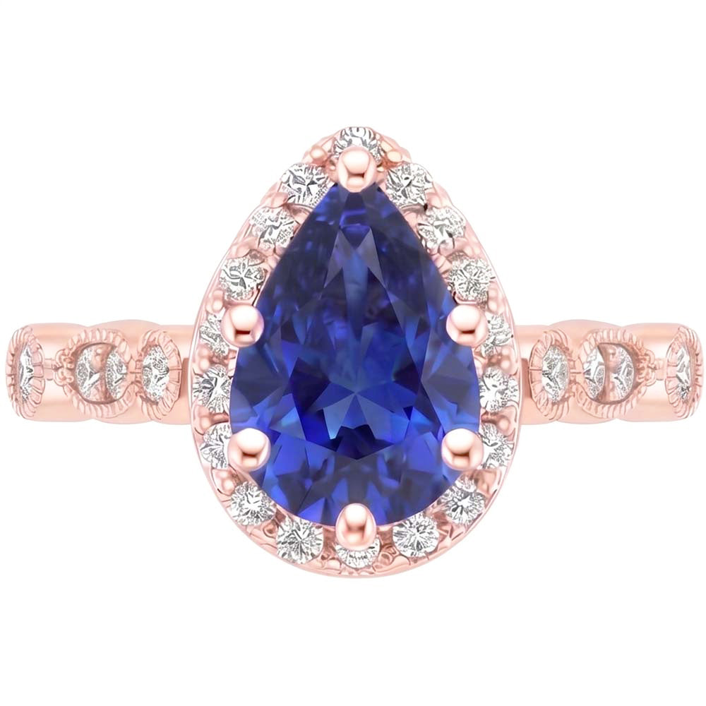 Natural Sapphire Ring 4ct - Rose Gold 14K
