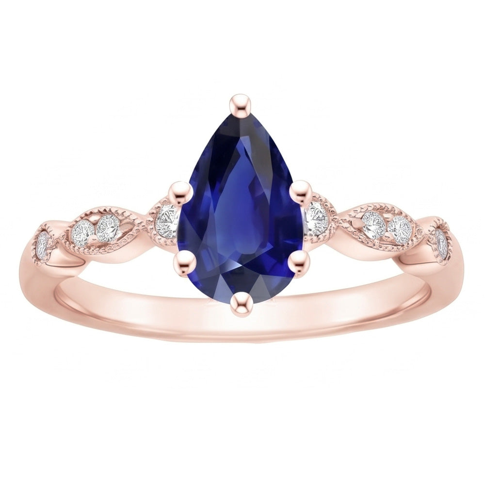 Natural Sapphire Ring 4ct - Rose Gold 14K