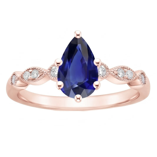Natural Sapphire Ring 4ct - Rose Gold 14K