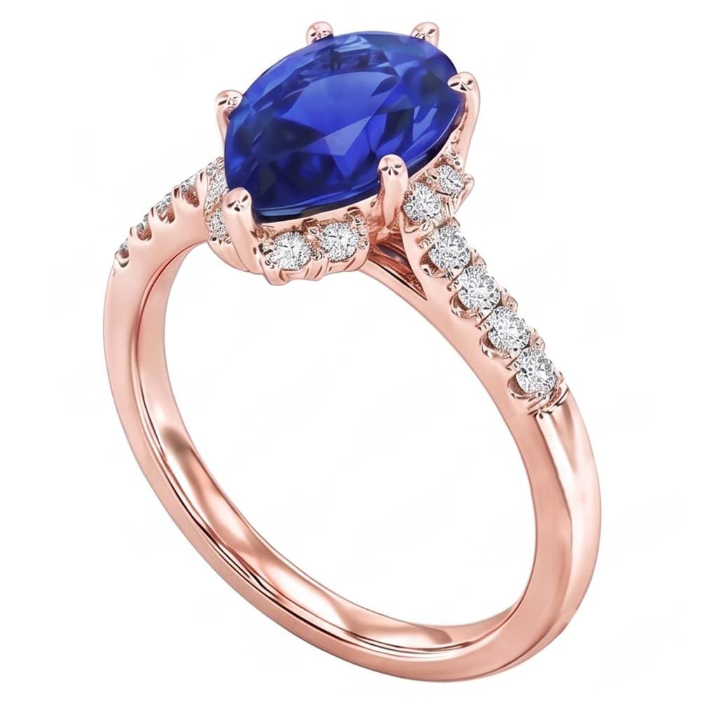 Natural Sapphire Ring 4ct - Rose Gold 14K