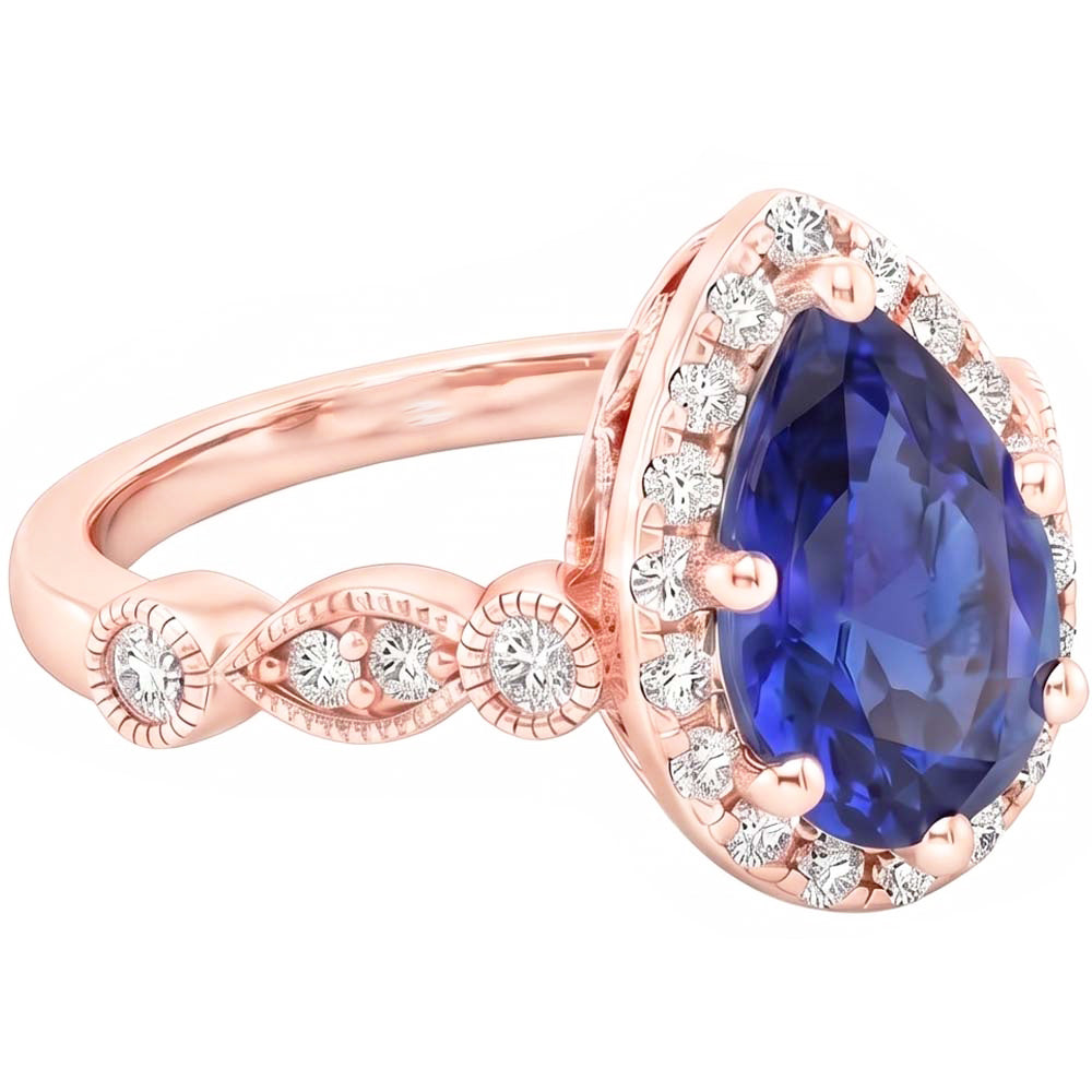 Natural Sapphire Ring 4ct - Rose Gold 14K