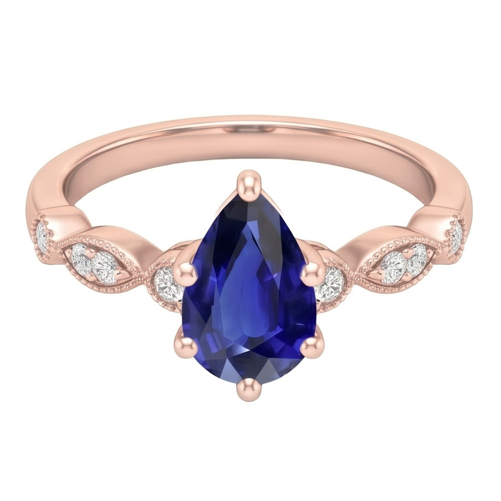 Natural Sapphire Ring 4ct - Rose Gold 14K