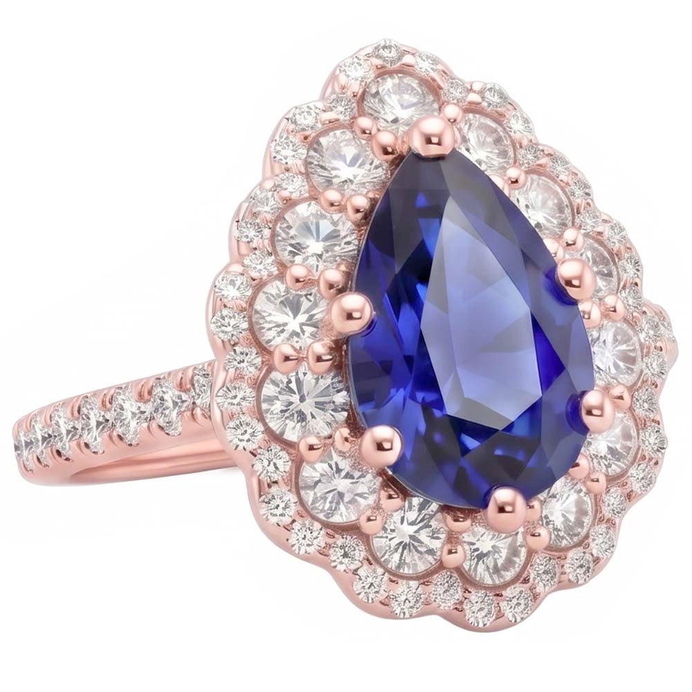 Natural Sapphire Ring 4ct - Rose Gold 14K
