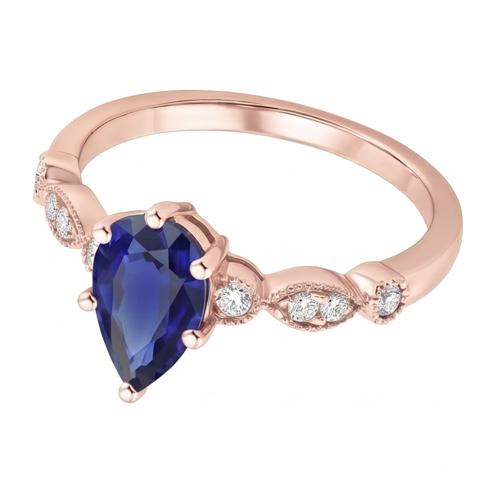 Natural Sapphire Ring 4ct - Rose Gold 14K