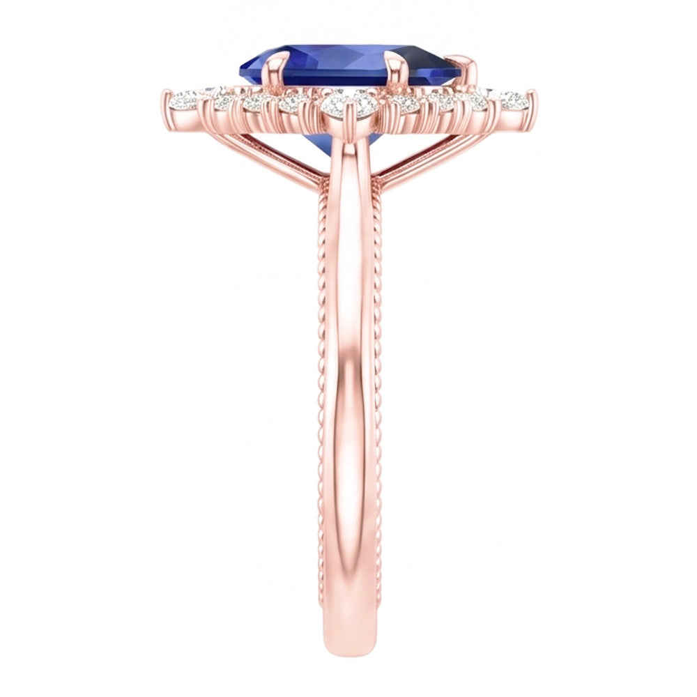 Natural Sapphire Ring 4ct - Rose Gold 14K