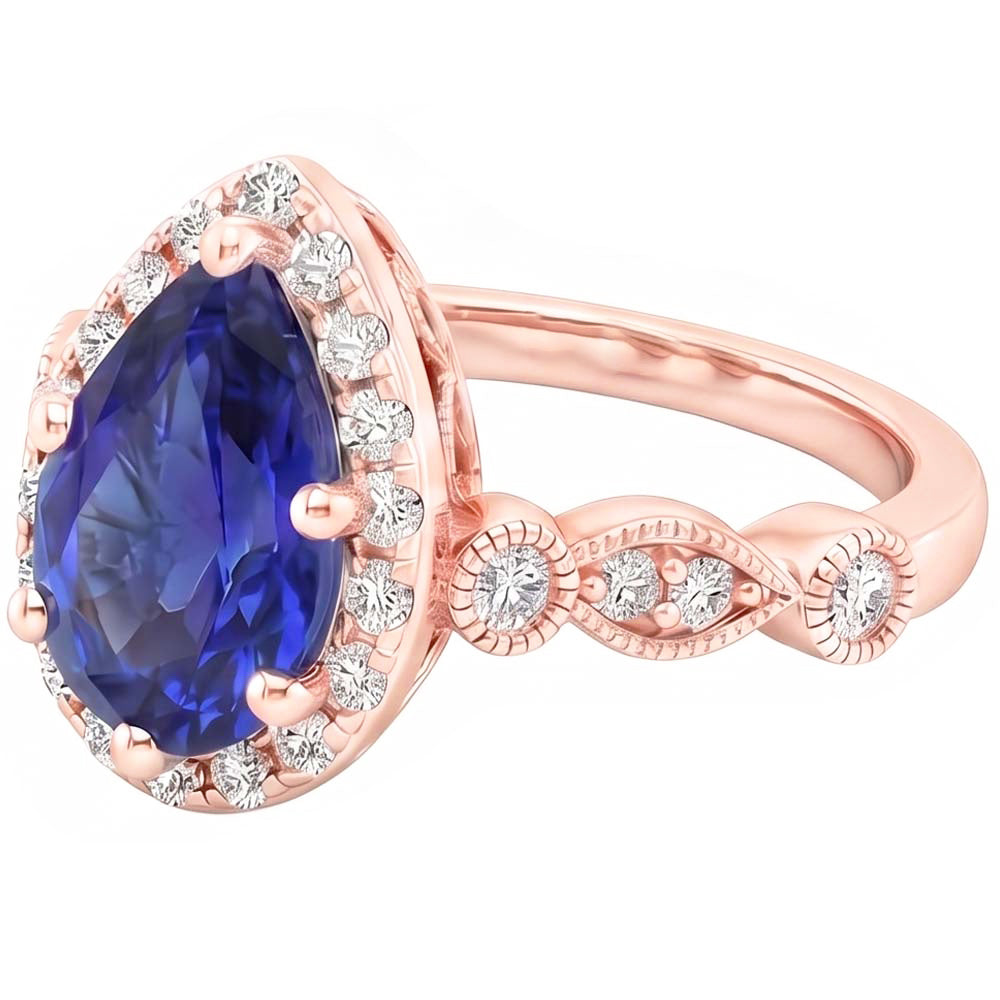 Natural Sapphire Ring 4ct - Rose Gold 14K