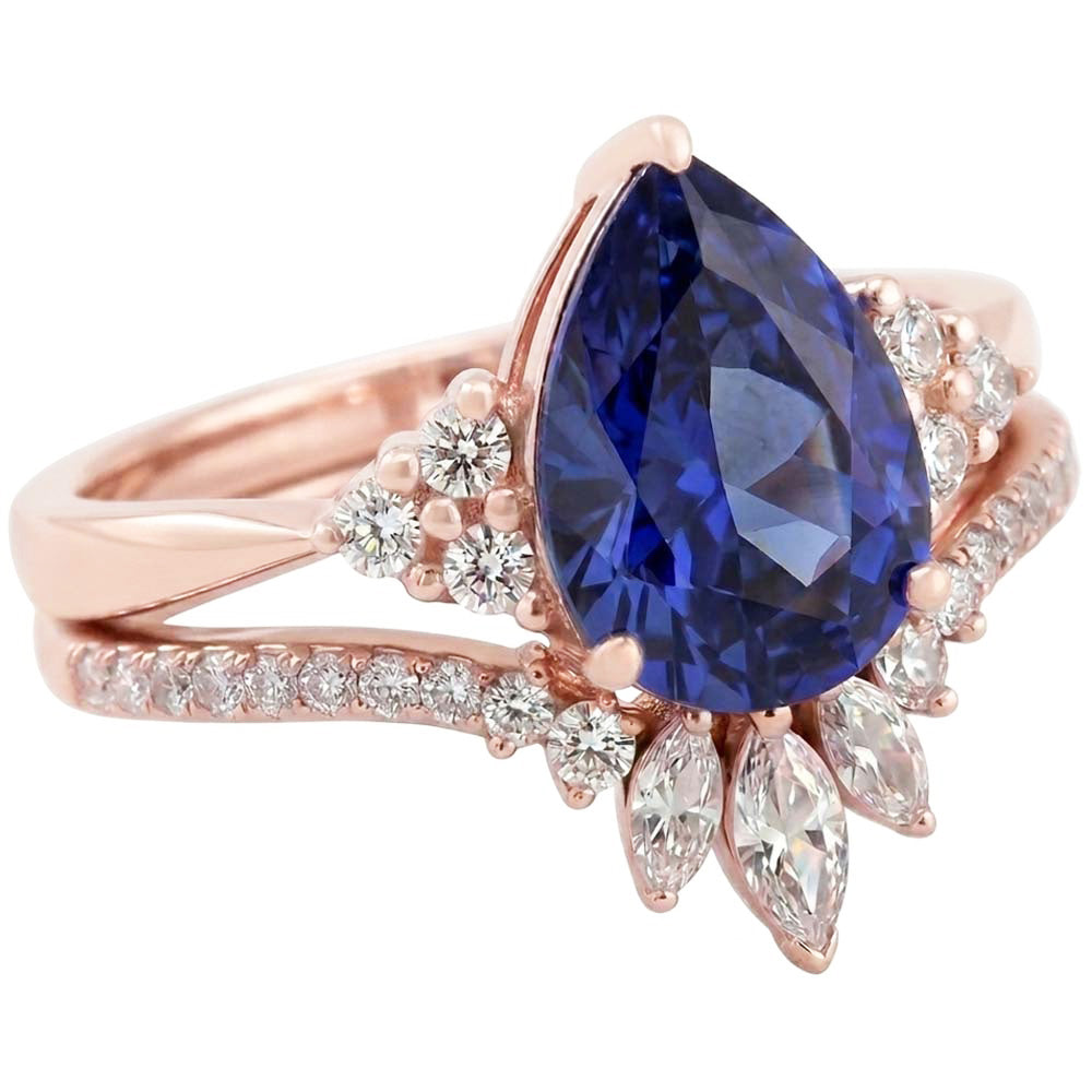 Natural Sapphire Ring 4ct - Rose Gold 14K