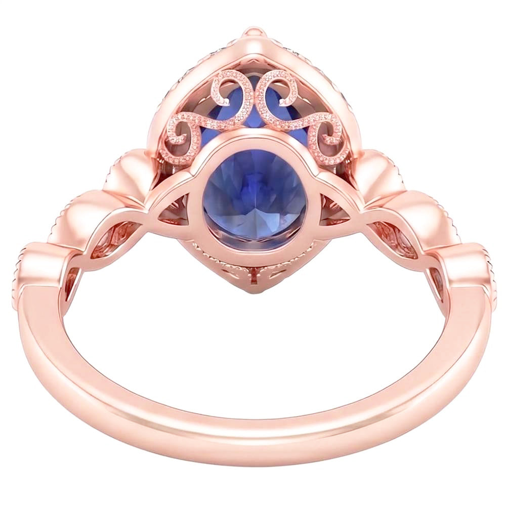 Natural Sapphire Ring 4ct - Rose Gold 14K