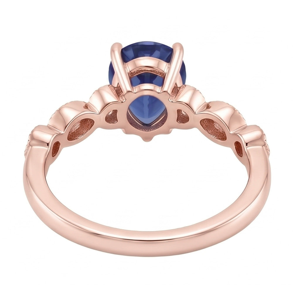 Natural Sapphire Ring 4ct - Rose Gold 14K