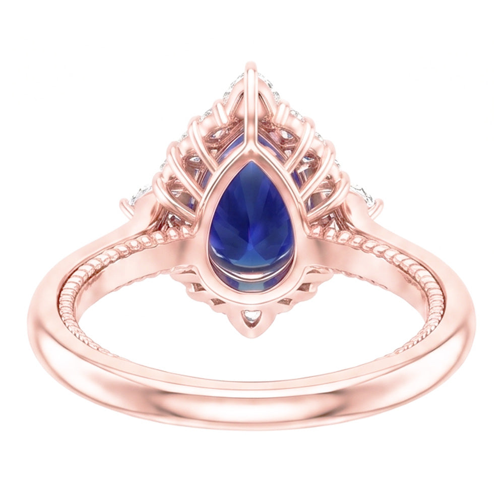 Natural Sapphire Ring 4ct - Rose Gold 14K