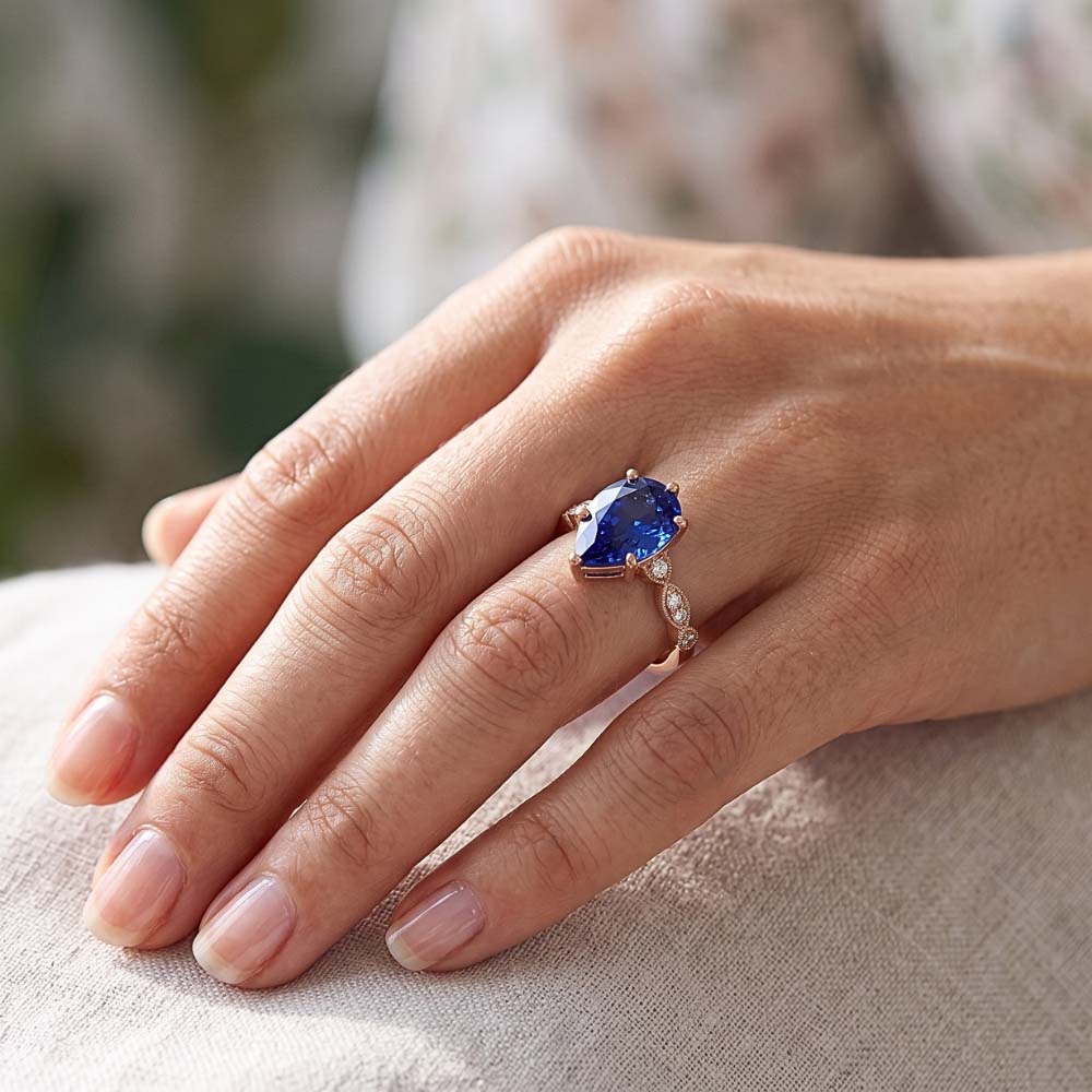 Natural Sapphire Ring 4ct - Rose Gold 14K