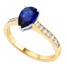 Natural Sapphire Ring 4ct - Two Tone 14K Gold