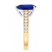 Natural Sapphire Ring 4ct - Two Tone 14K Gold