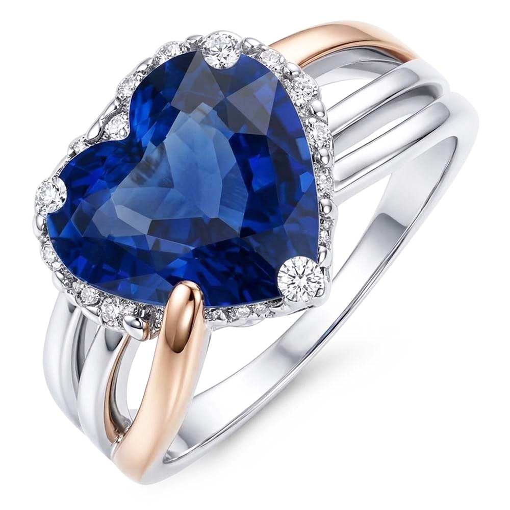Natural Sapphire Ring 4ct - Two Tone Gold