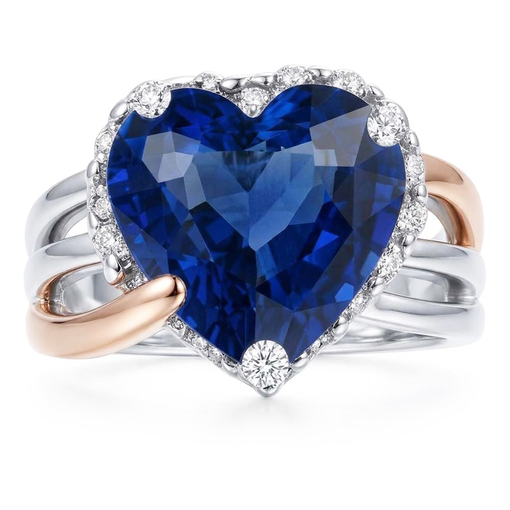Natural Sapphire Ring 4ct - Two Tone Gold