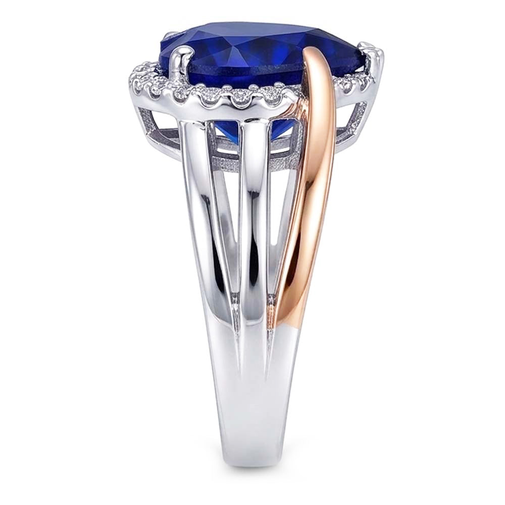 Natural Sapphire Ring 4ct - Two Tone Gold