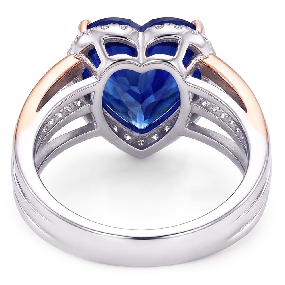 Natural Sapphire Ring 4ct - Two Tone Gold