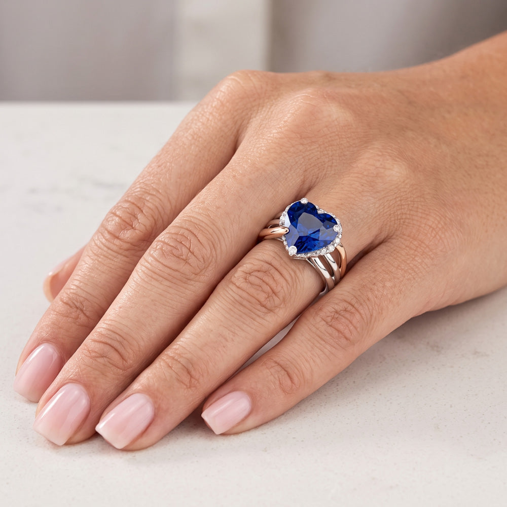 Natural Sapphire Ring 4ct - Two Tone Gold