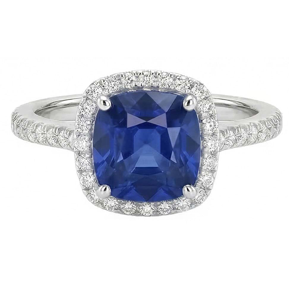 Natural Sapphire Ring 4ct - White Gold 14K