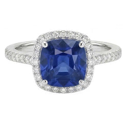 Natural Sapphire Ring 4ct - White Gold 14K