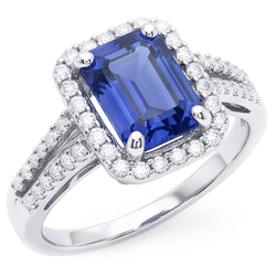Natural Sapphire Ring 4ct - White Gold 14K