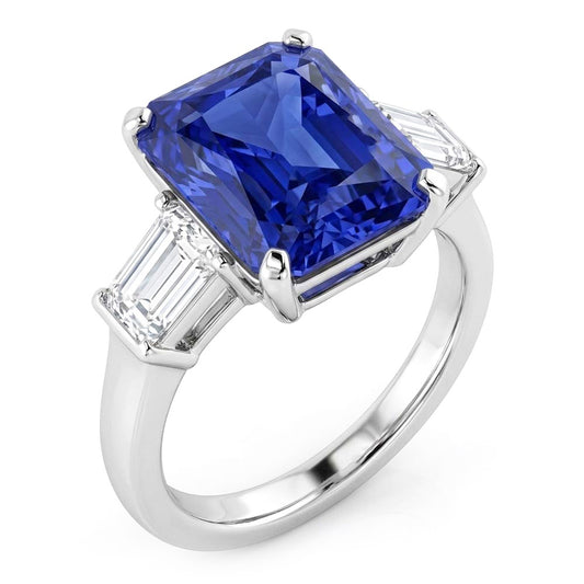 Natural Sapphire Ring 4ct - White Gold 14K