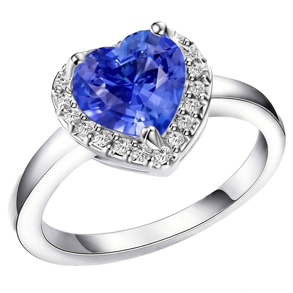 Natural Sapphire Ring 4ct - White Gold 14K
