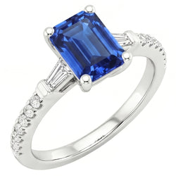 Natural Sapphire Ring 4ct - White Gold 14K