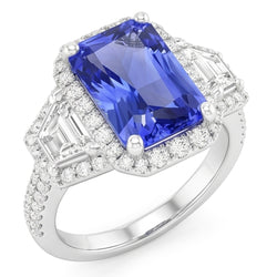 Natural Sapphire Ring 4ct - White Gold 14K