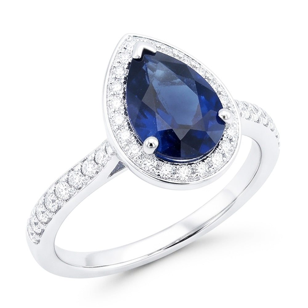 Natural Sapphire Ring 4ct - White Gold 14K
