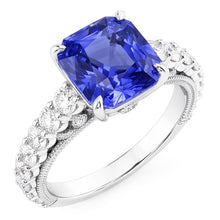 Natural Sapphire Ring 4ct - White Gold 14K