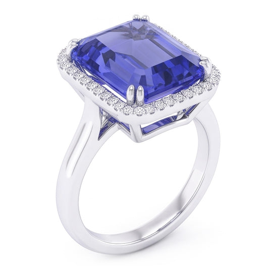 Natural Sapphire Ring 4ct - White Gold 14K