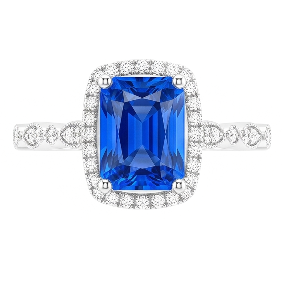 Natural Sapphire Ring 4ct - White Gold 14K