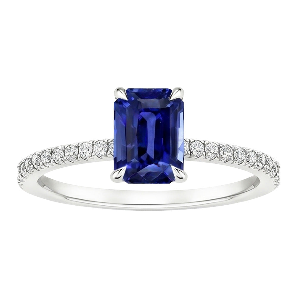 Natural Sapphire Ring 4ct - White Gold 14K