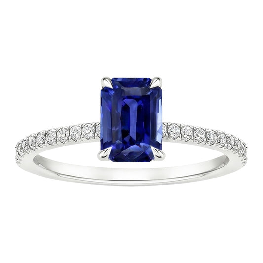 Natural Sapphire Ring 4ct - White Gold 14K