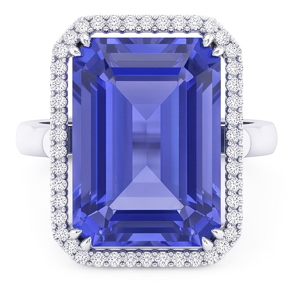 Natural Sapphire Ring 4ct - White Gold 14K