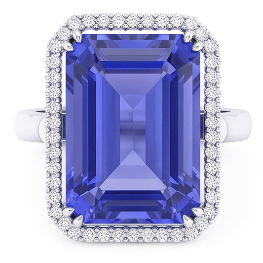 Natural Sapphire Ring 4ct - White Gold 14K