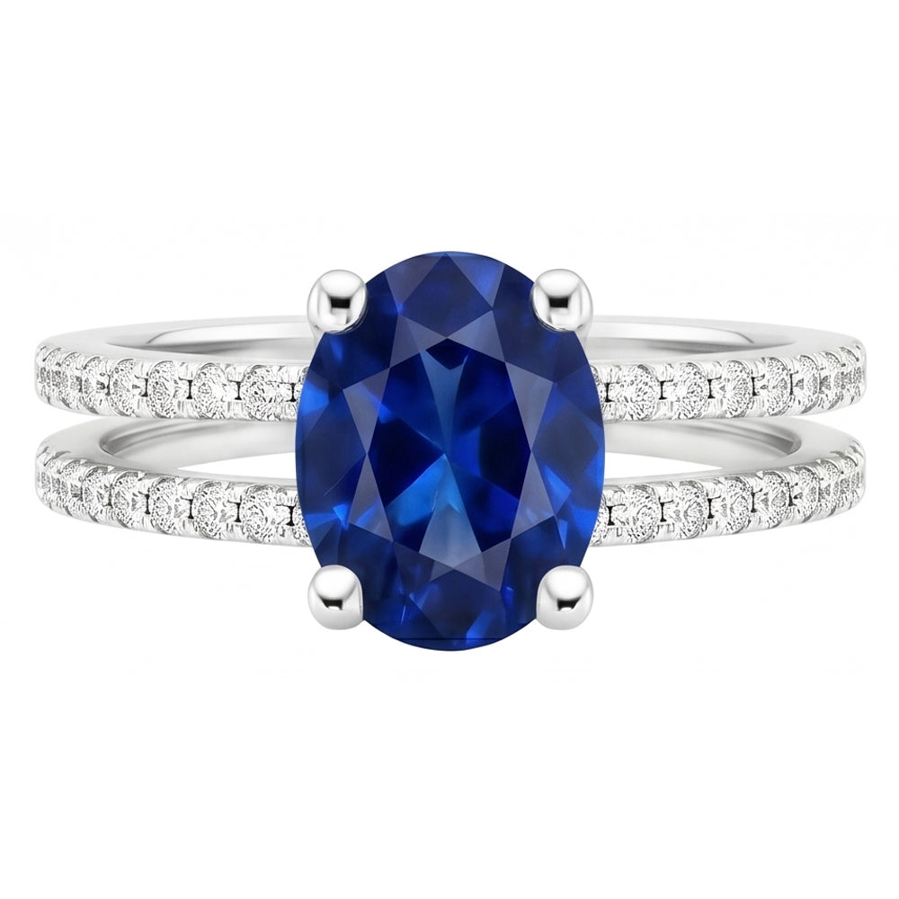 Natural Sapphire Ring 4ct - White Gold 14K