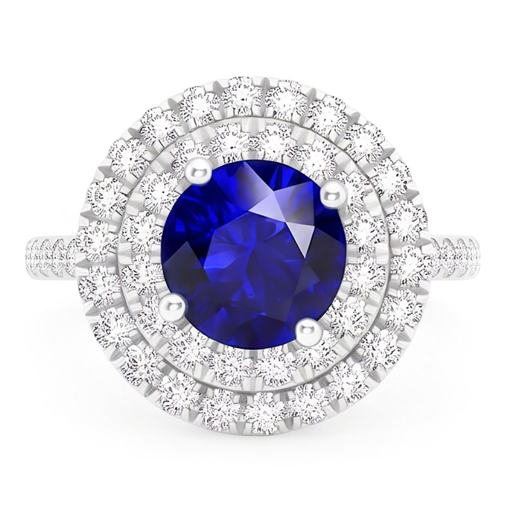 Natural Sapphire Ring 4ct - White Gold 14K