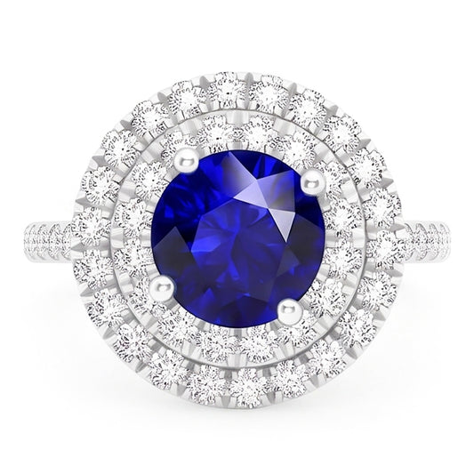 Natural Sapphire Ring 4ct - White Gold 14K