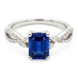 Natural Sapphire Ring 4ct - White Gold 14K