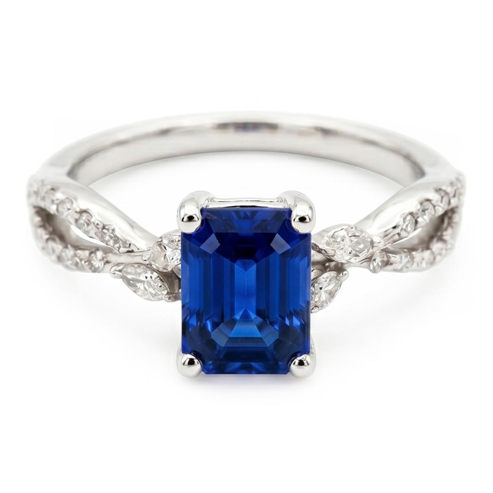 Natural Sapphire Ring 4ct - White Gold 14K
