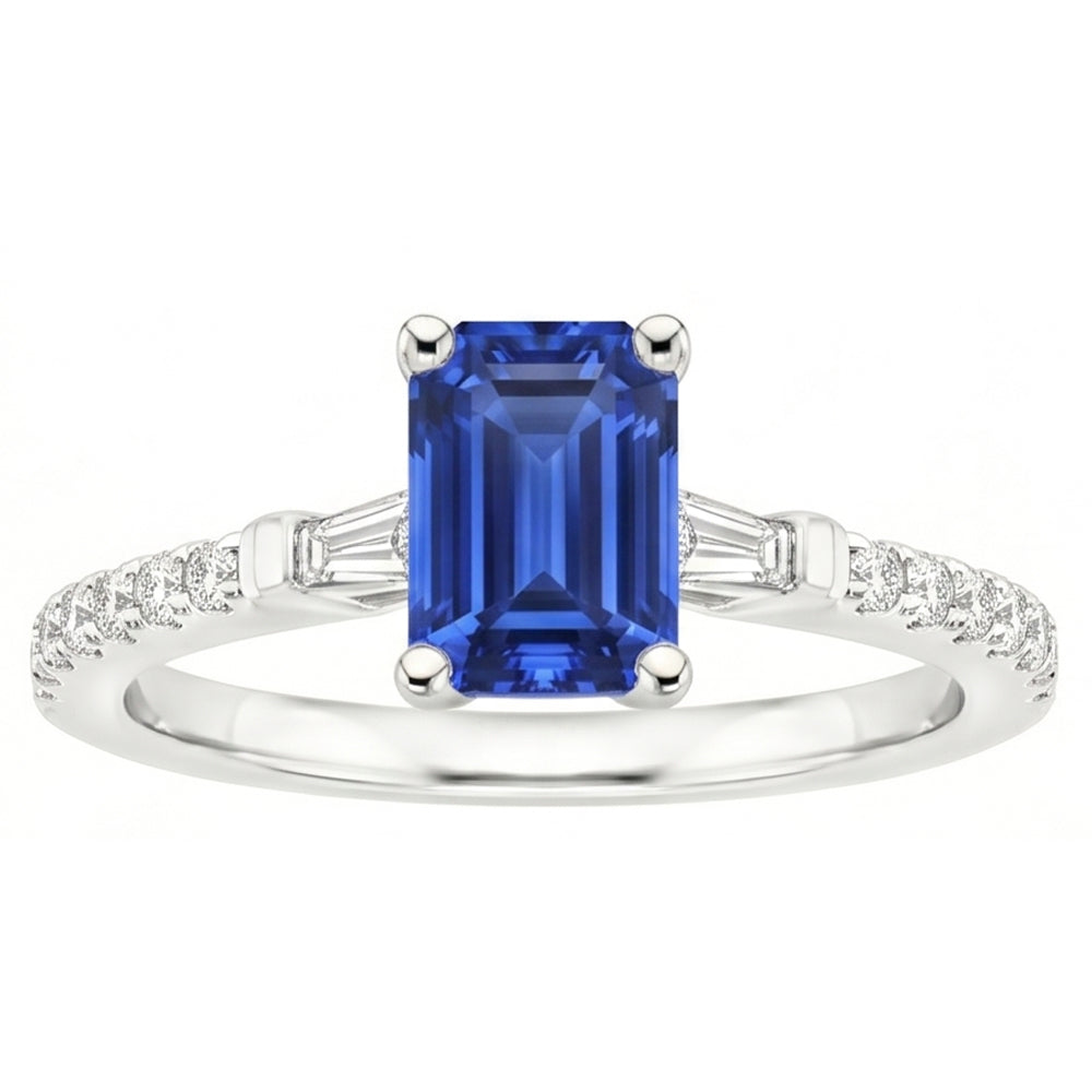 Natural Sapphire Ring 4ct - White Gold 14K