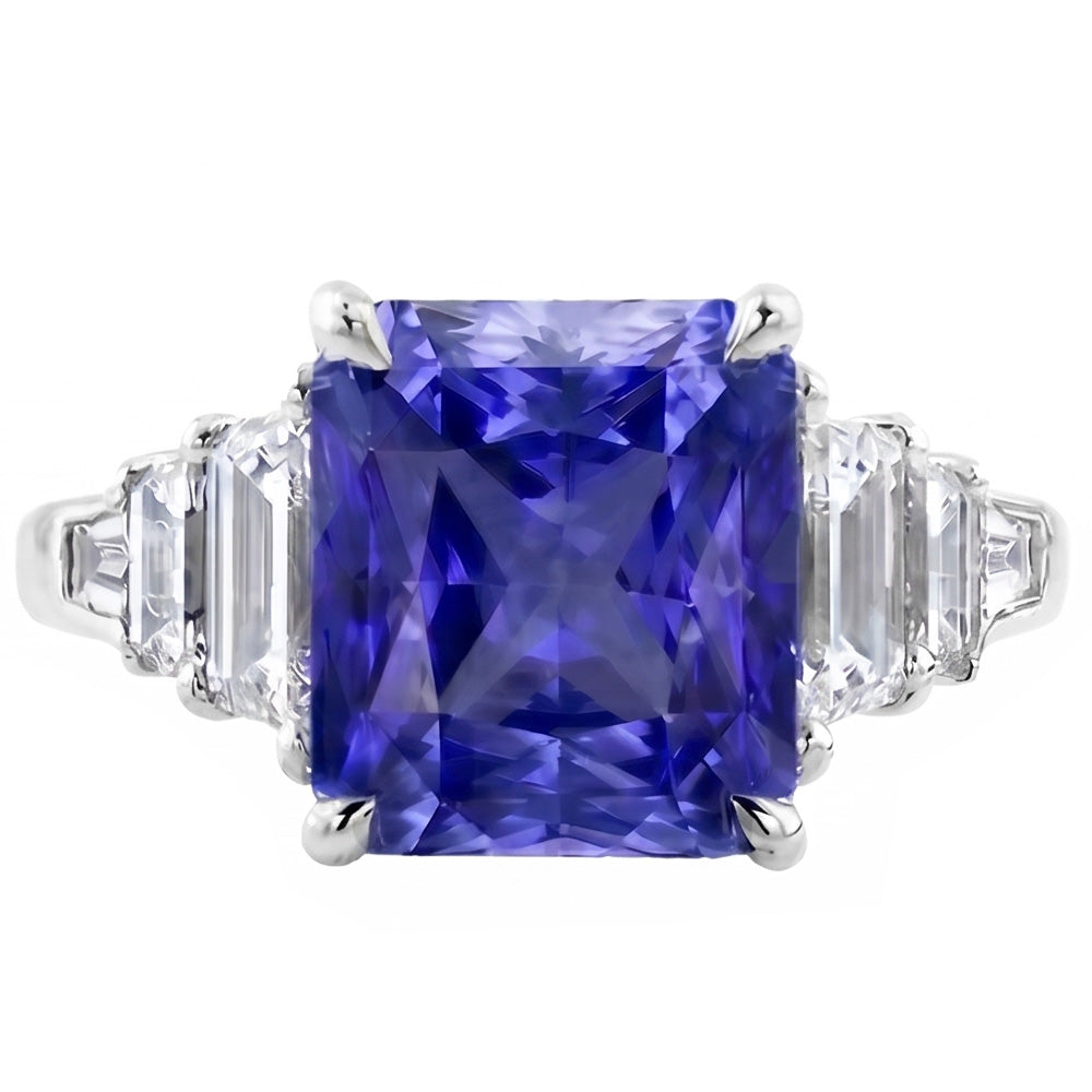 Natural Sapphire Ring 4ct - White Gold 14K