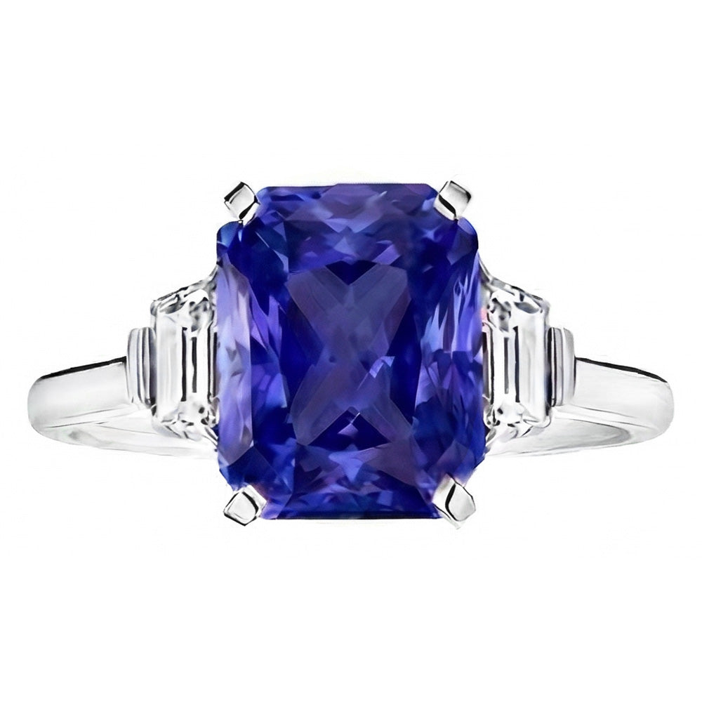 Natural Sapphire Ring 4ct - White Gold 14K