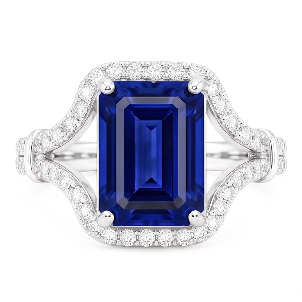 Natural Sapphire Ring 4ct - White Gold 14K