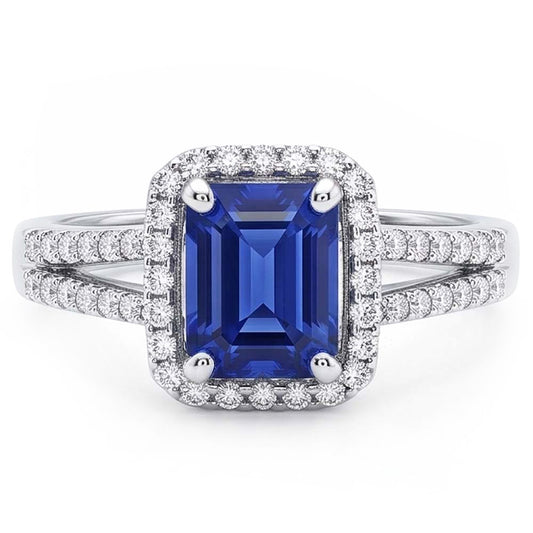 Natural Sapphire Ring 4ct - White Gold 14K