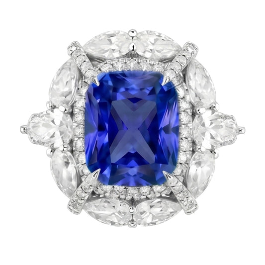 Natural Sapphire Ring 4ct - White Gold 14K