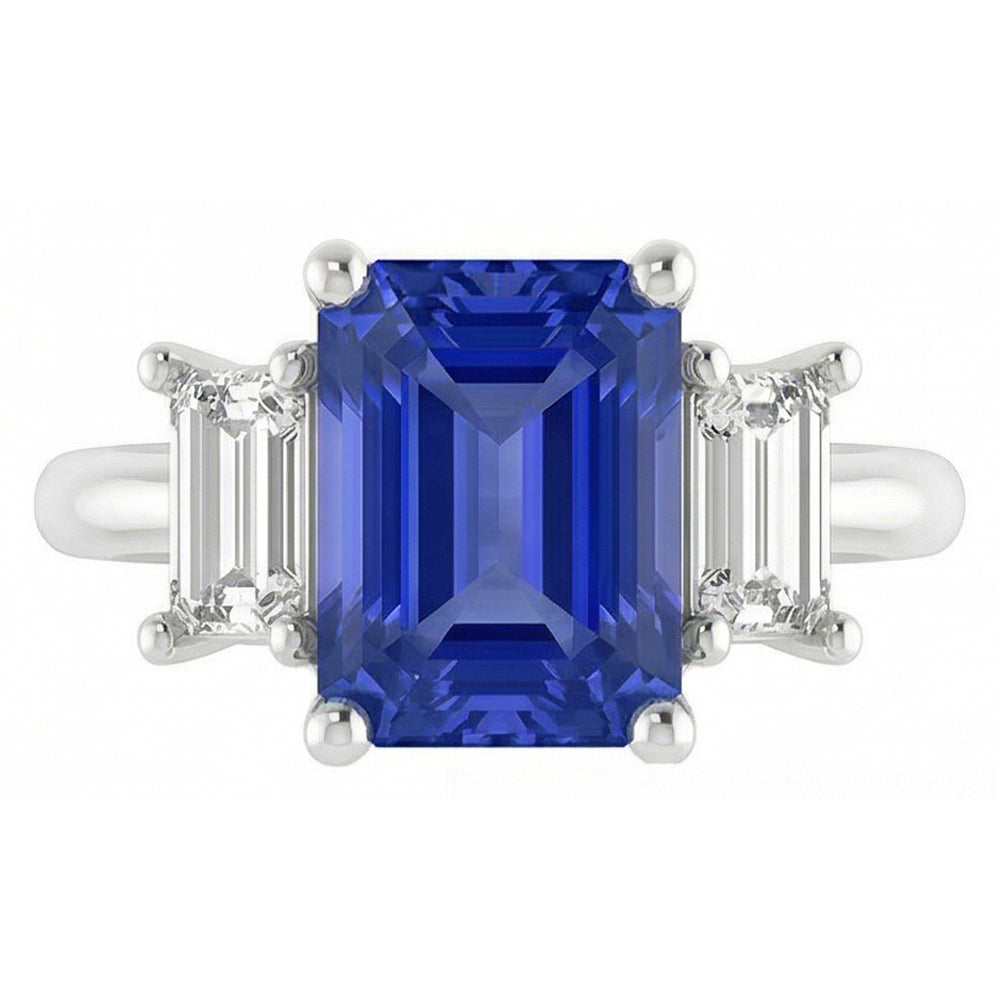 Natural Sapphire Ring 4ct - White Gold 14K