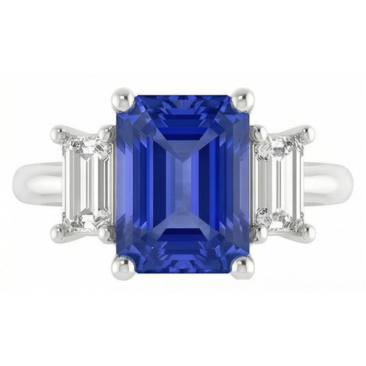 Natural Sapphire Ring 4ct - White Gold 14K